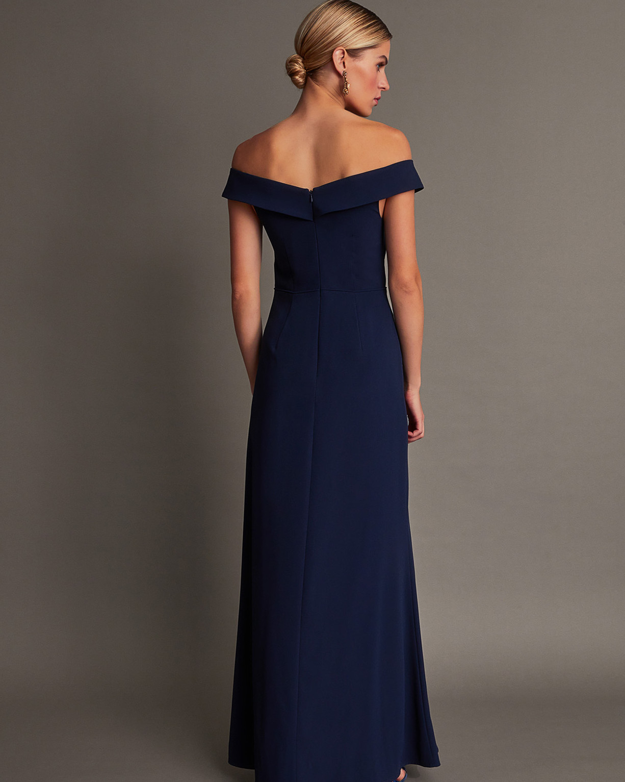 Monsoon Beatrice Crepe Bardot Maxi Dress Viscose