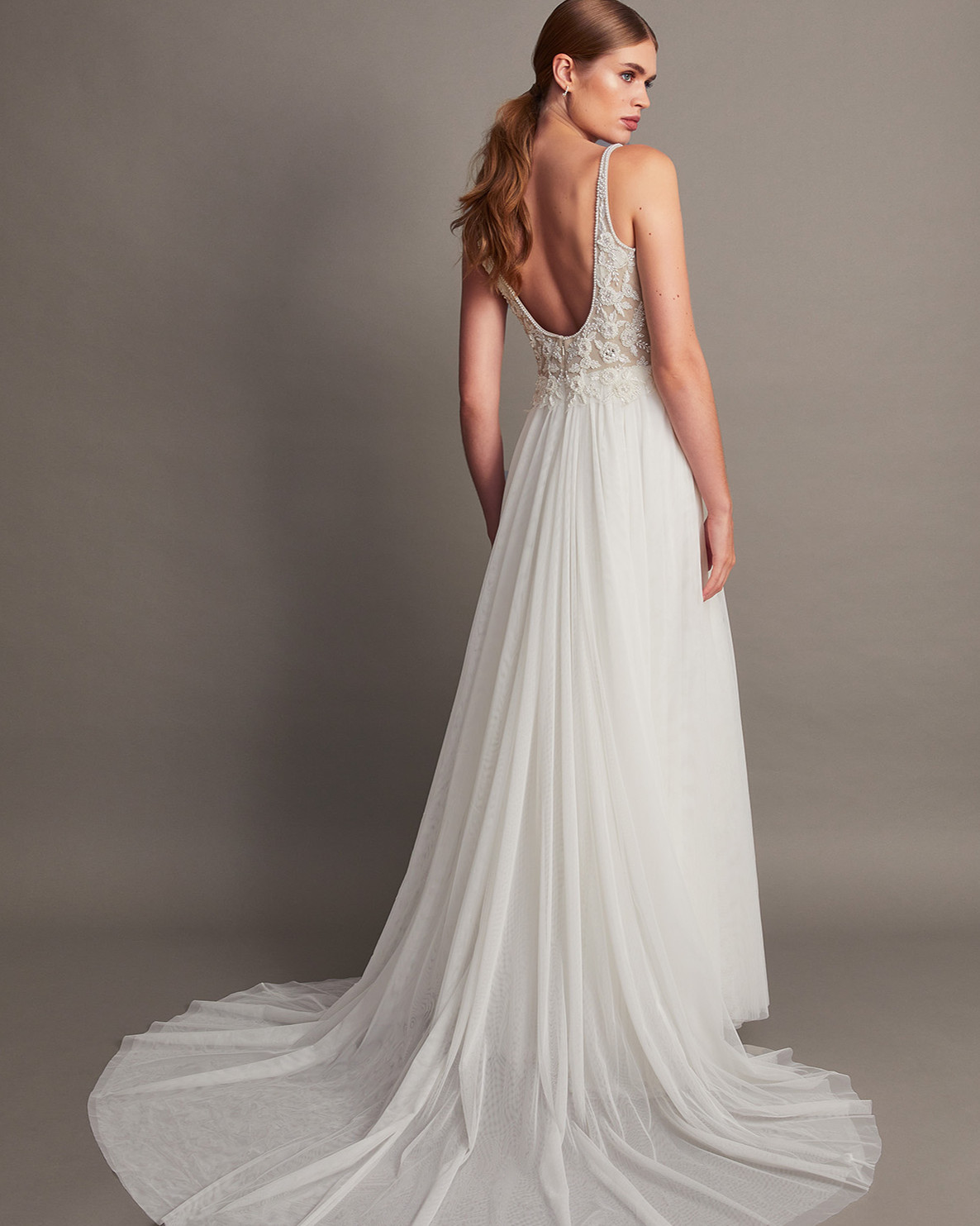 Monsoon Delilah Embellished Bridal Dress Viscose