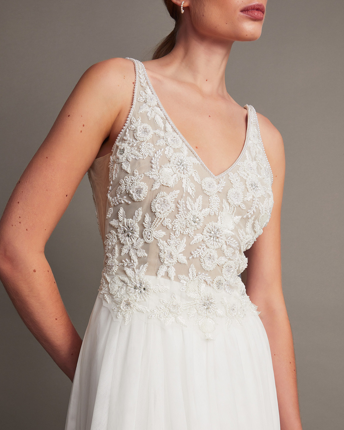 Monsoon Delilah Embellished Bridal Dress Viscose