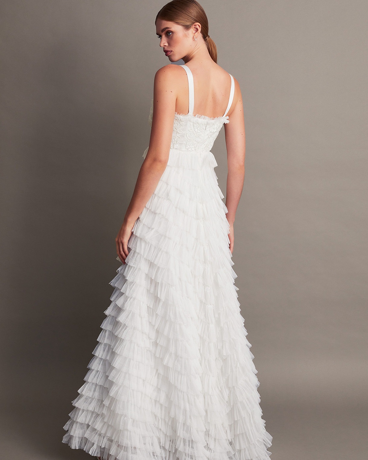 Monsoon Ellen Frill Maxi Bridal Dress Viscose