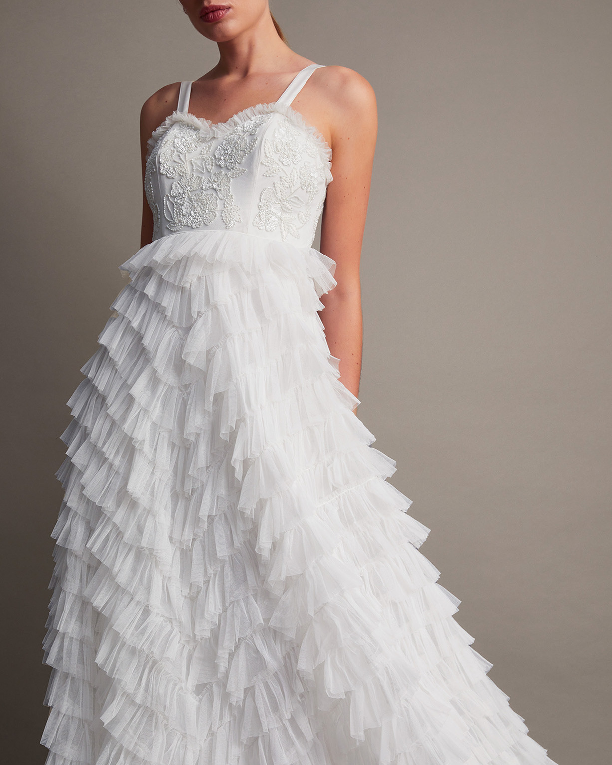 Monsoon Ellen Frill Maxi Bridal Dress Viscose