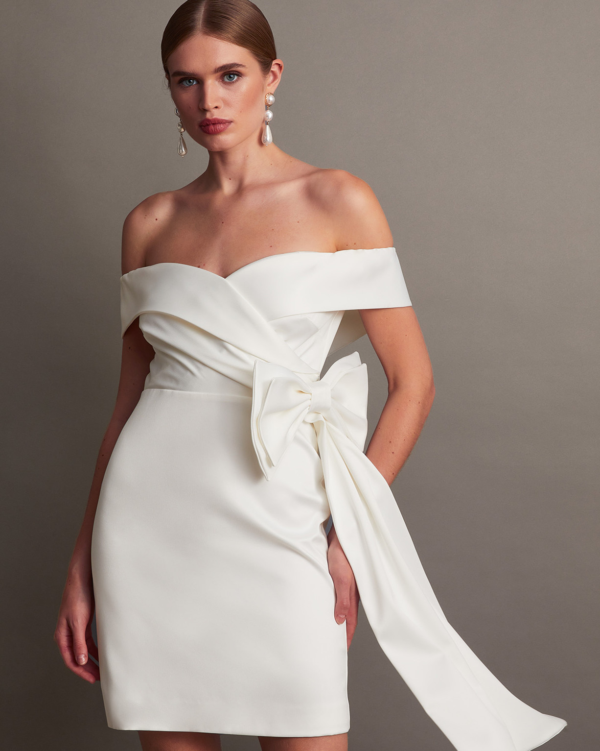 Monsoon Enrique Off-Shoulder Bridal Dress Viscose