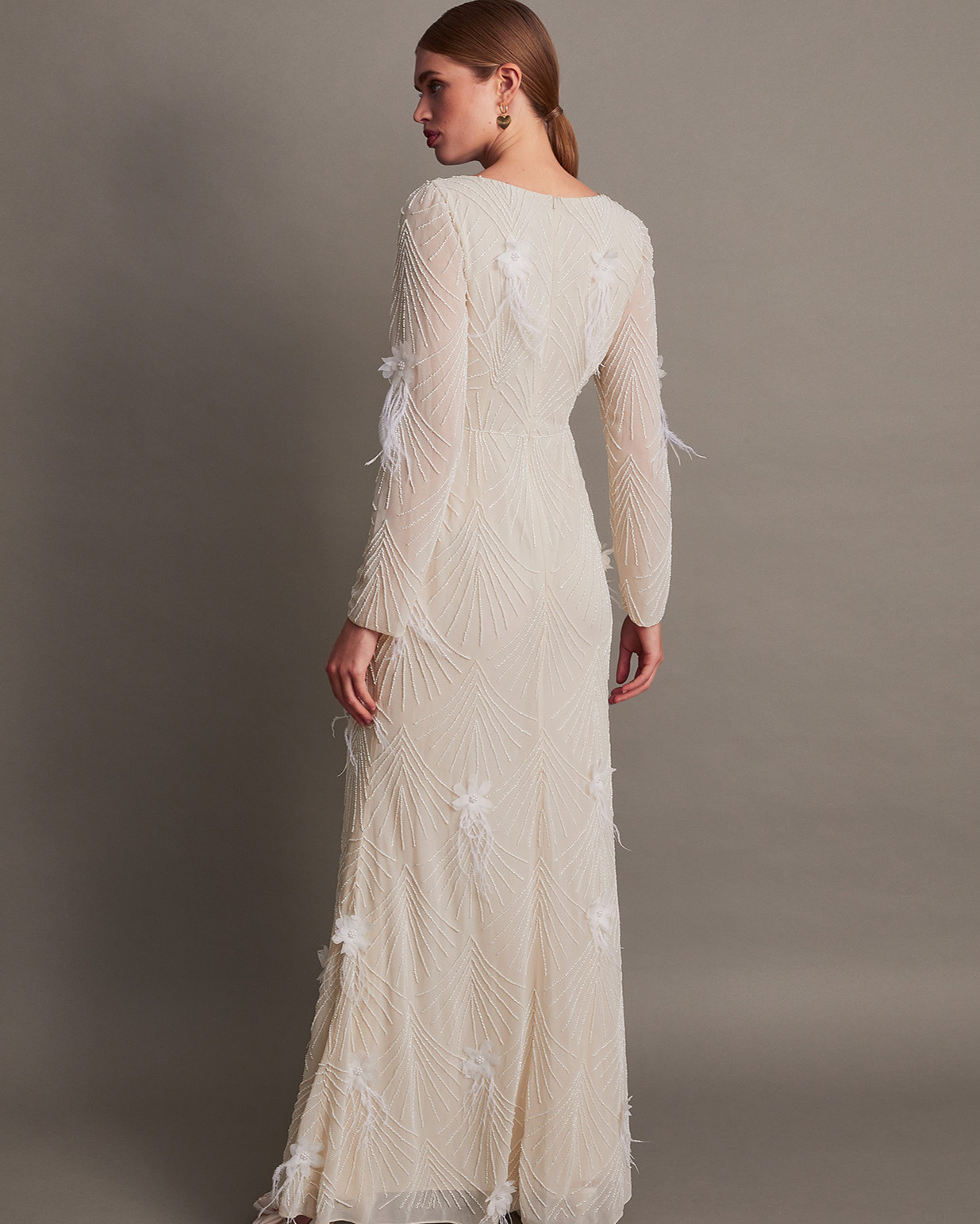 Monsoon Florence Embellished Bridal Dress Viscose