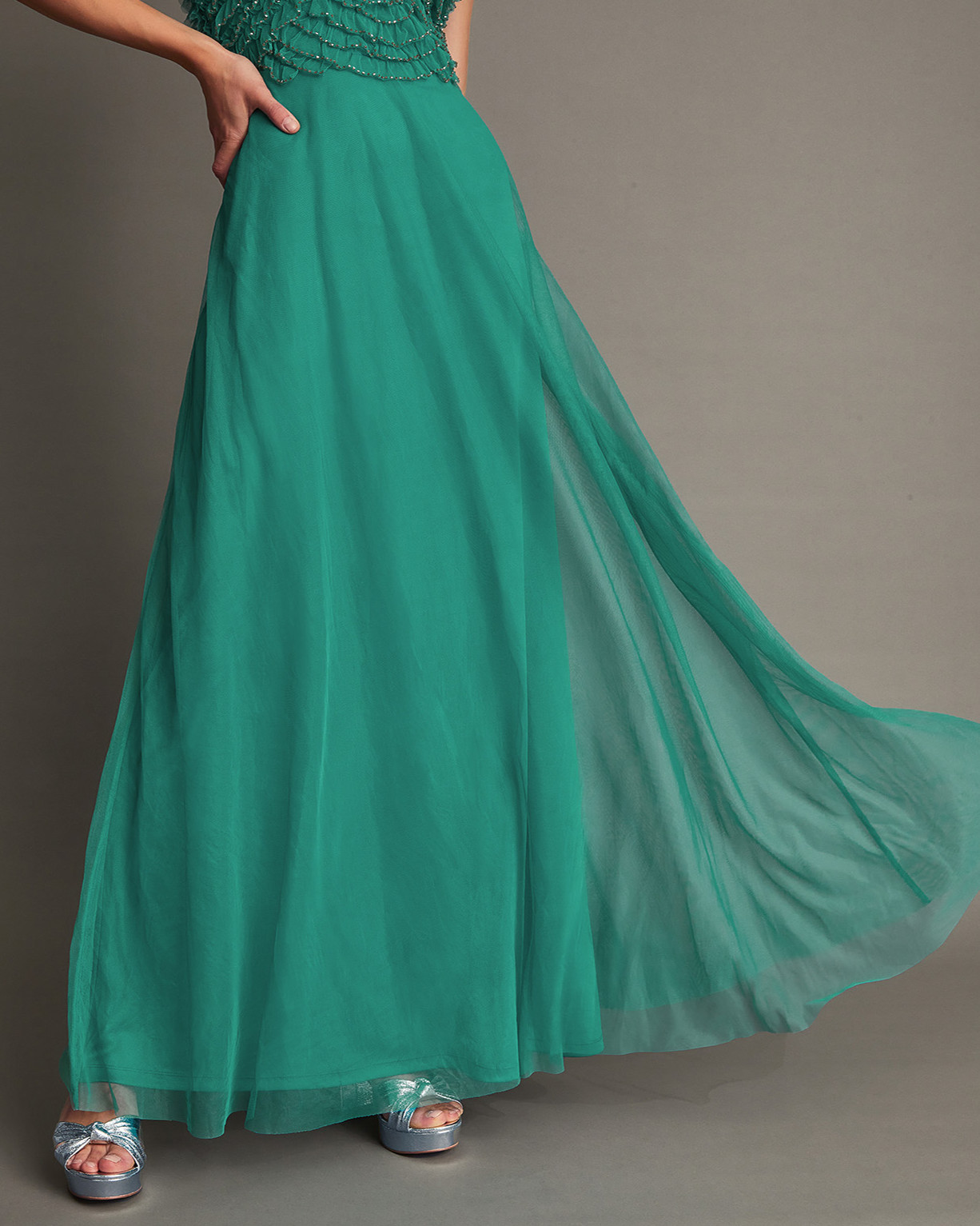 Monsoon Irina Hand-Embellished Maxi Dress Viscose