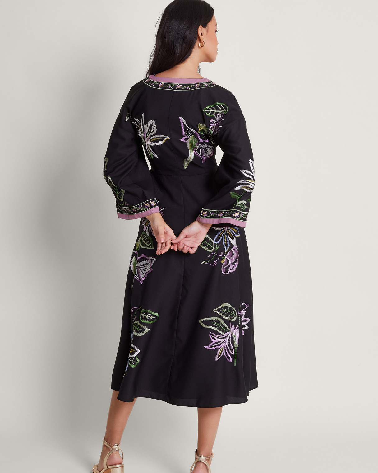 Monsoon Kaya Embroidered Dress Viscose