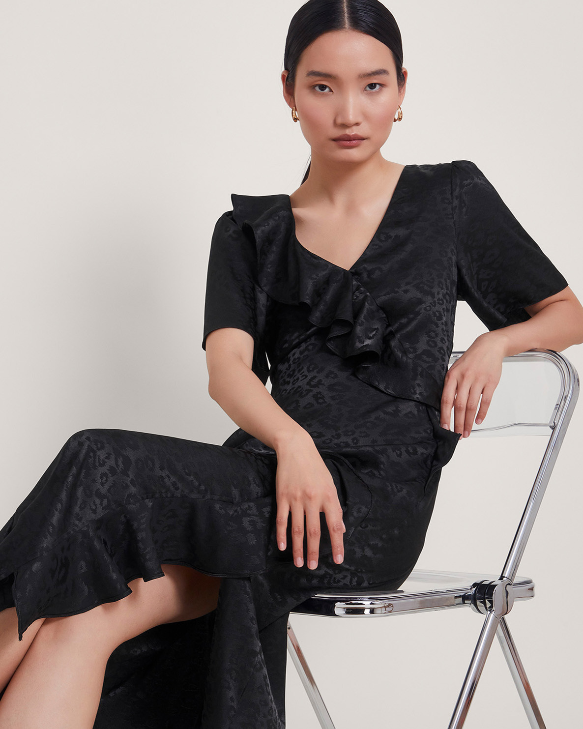 Monsoon Luna Satin Dress Viscose