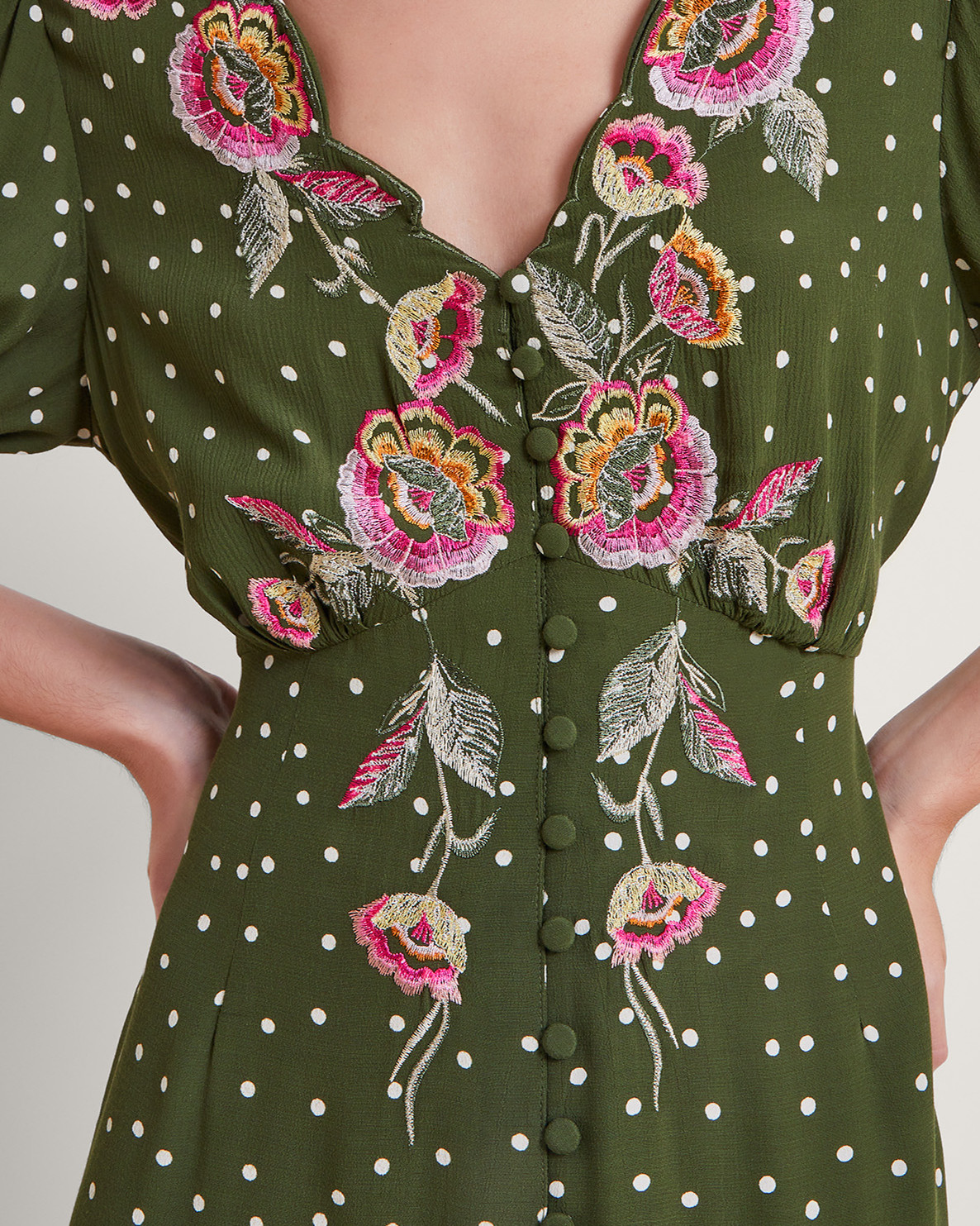 Monsoon Myla Embroidered Tea Dress Viscose