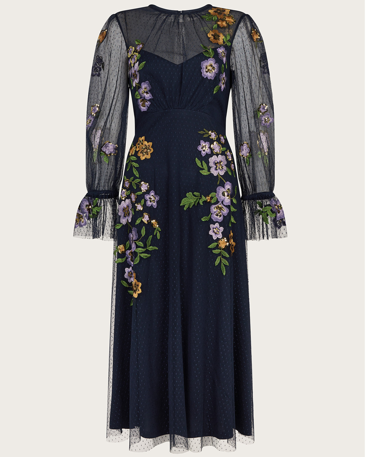 Monsoon Phoebe Embellished Tea Dress Viscose