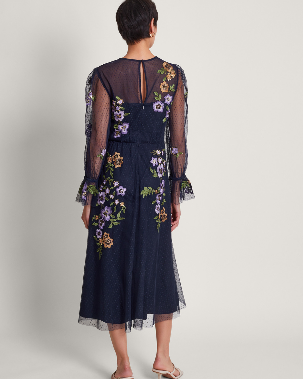 Monsoon Phoebe Embellished Tea Dress Viscose