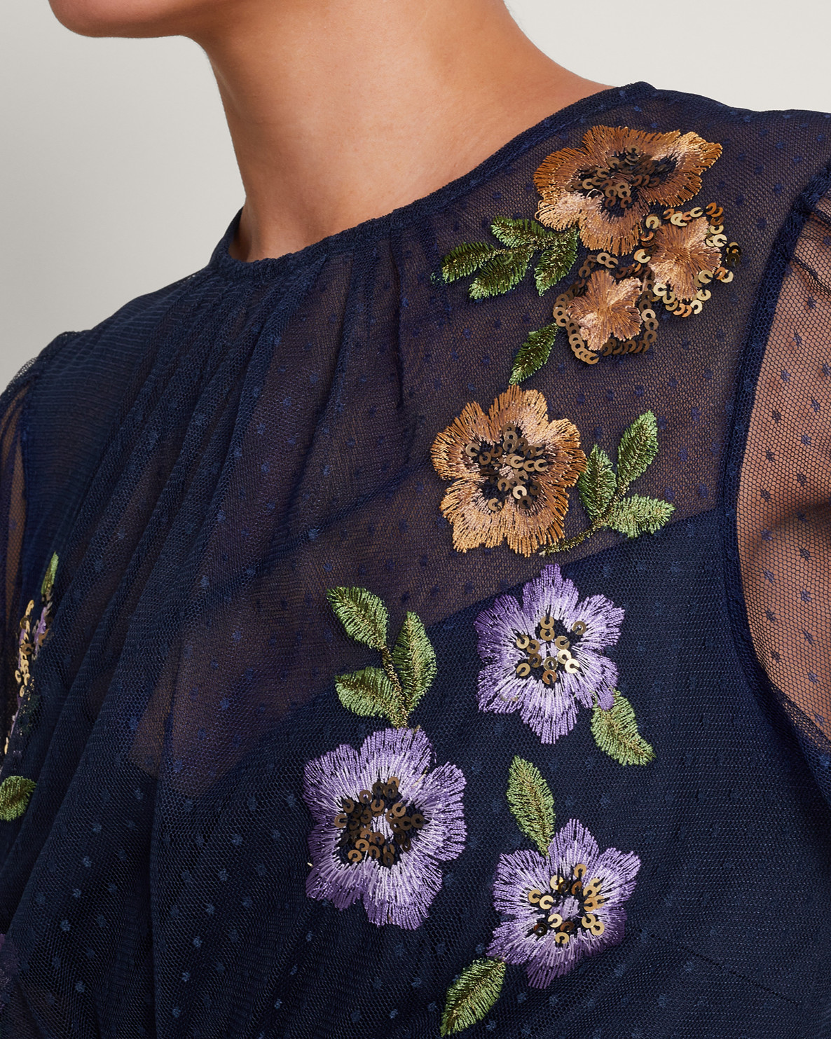 Monsoon Phoebe Embellished Tea Dress Viscose