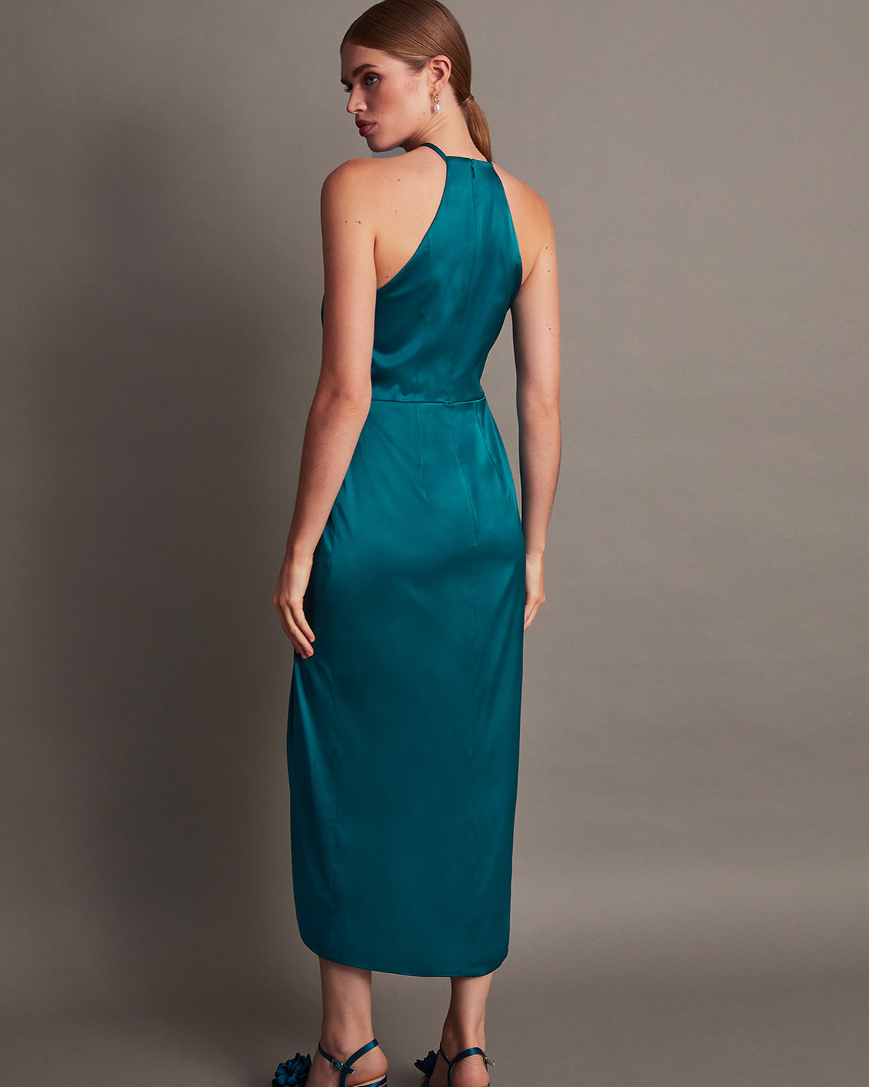 Monsoon Sabrina Corsage Halterneck Dress Viscose