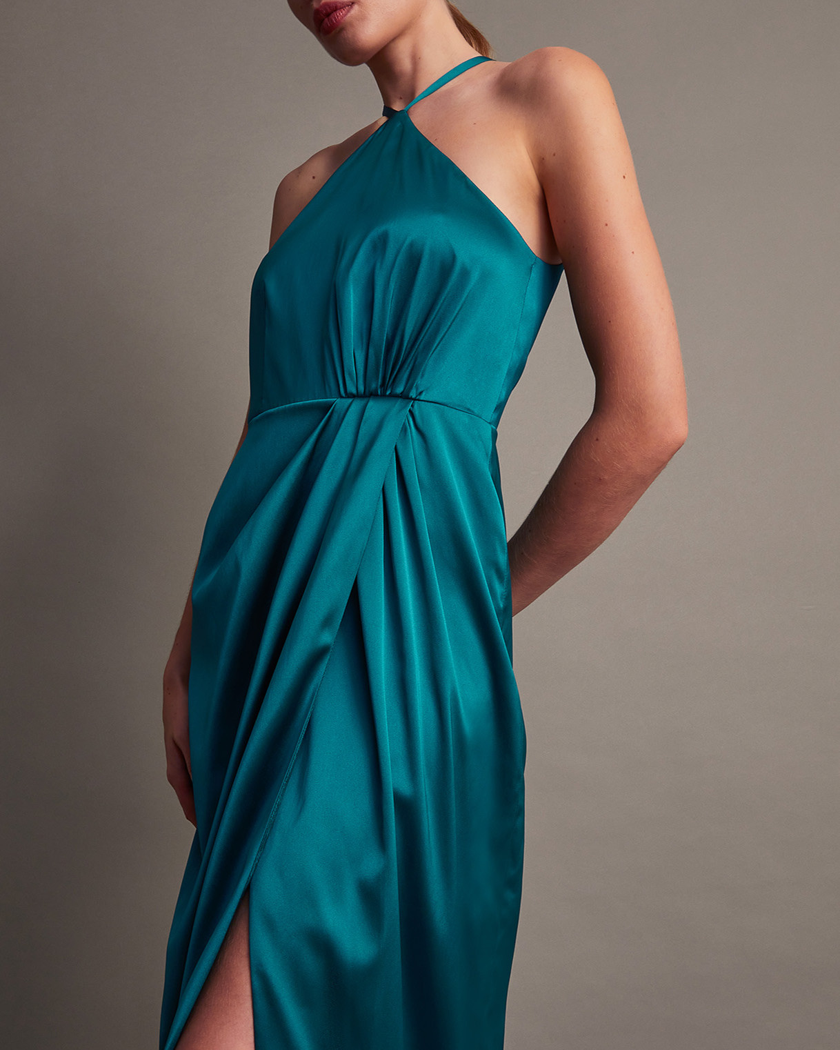 Monsoon Sabrina Corsage Halterneck Dress Viscose