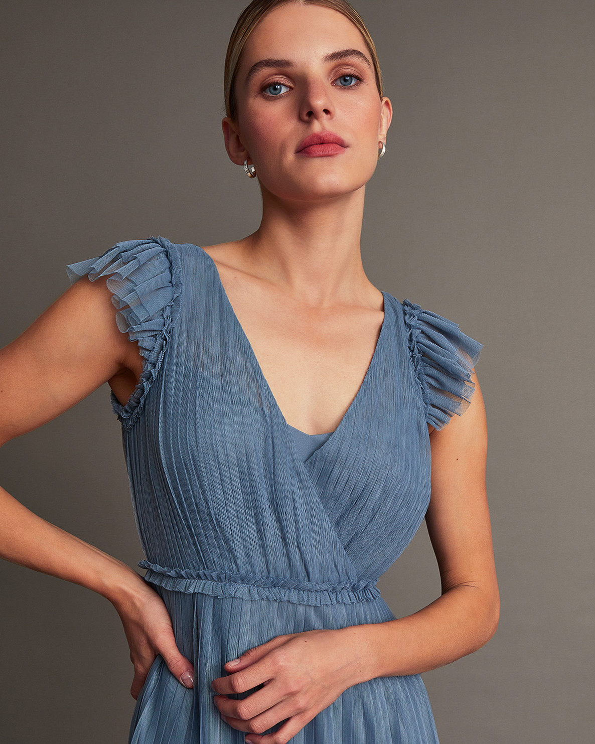 Monsoon Wendy Pleated Maxi Dress Viscose