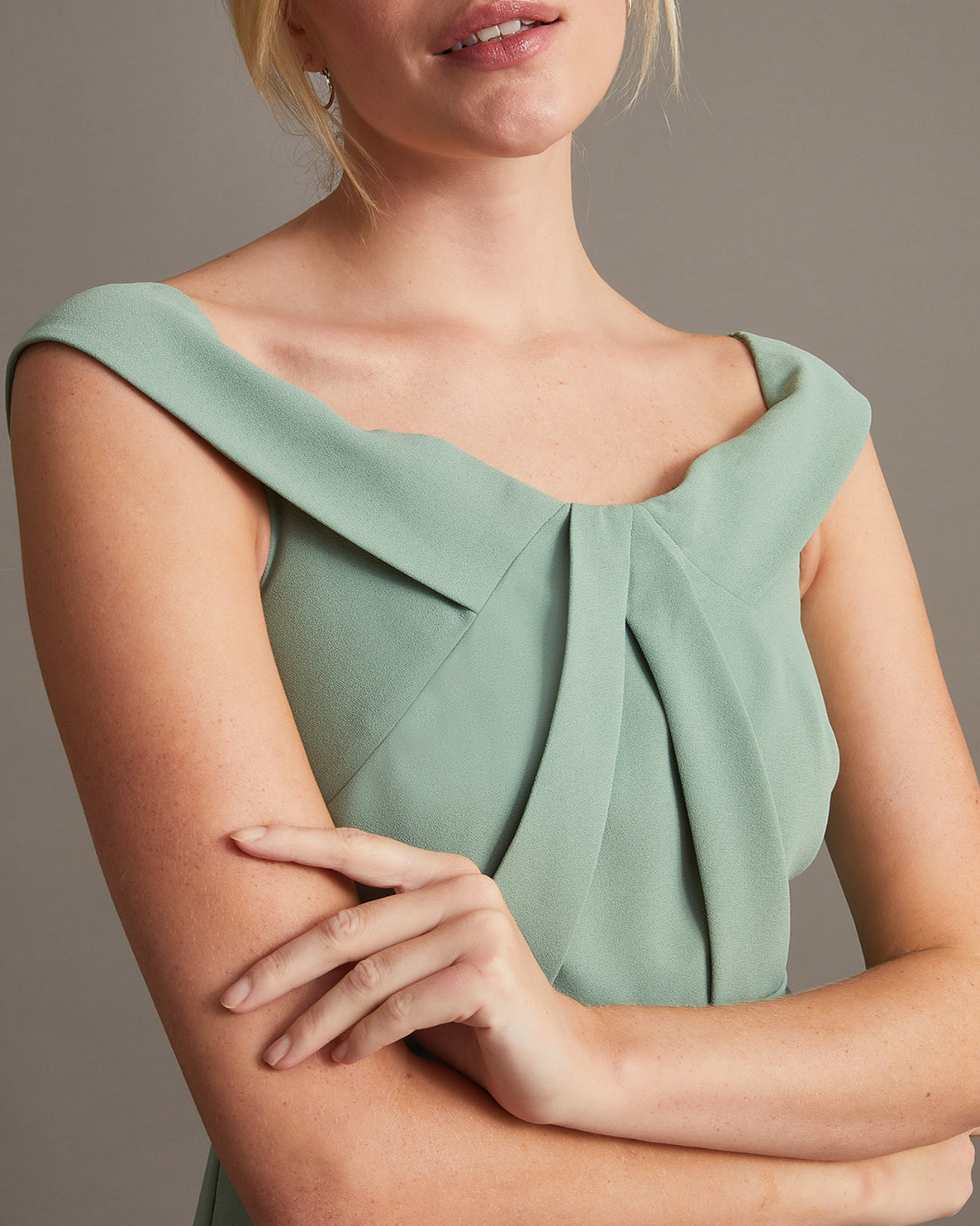 Monsoon Beatrice Crepe Bardot Maxi Dress Viscose