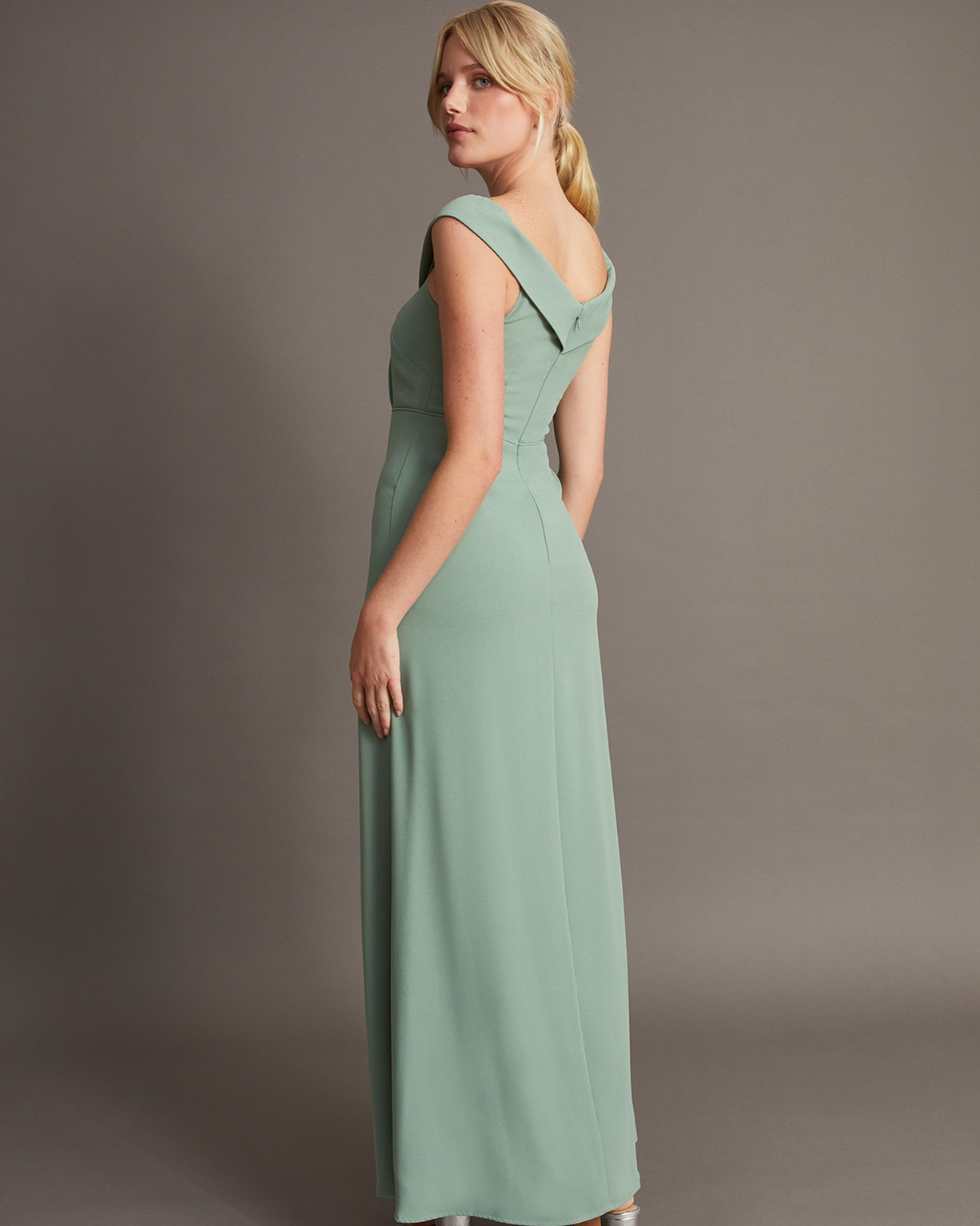 Monsoon Beatrice Crepe Bardot Maxi Dress Viscose